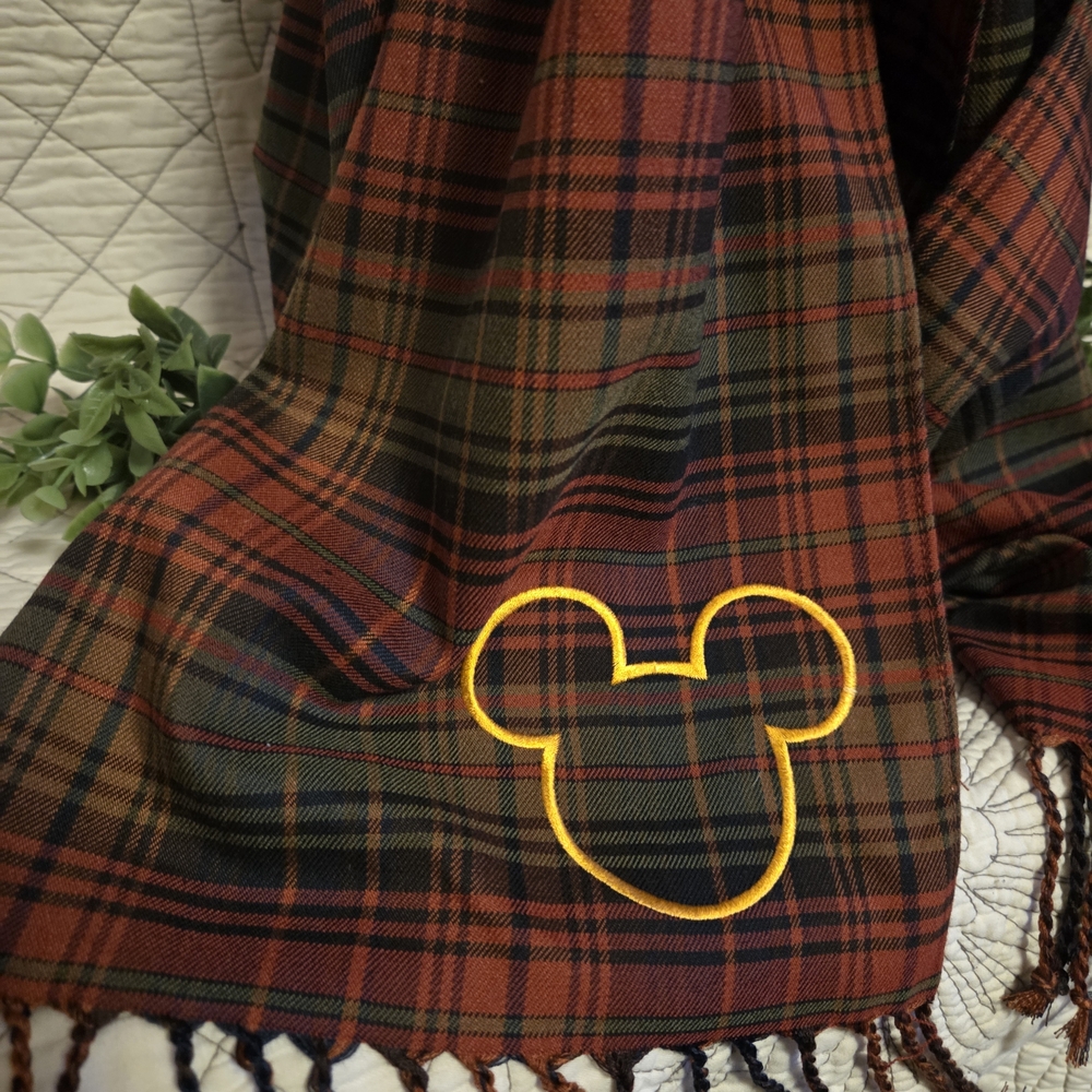 Disney Parks Mickey Plaid Scarf Fringe Tartan Shawl Wrap Official Disney - Picture 3 of 8